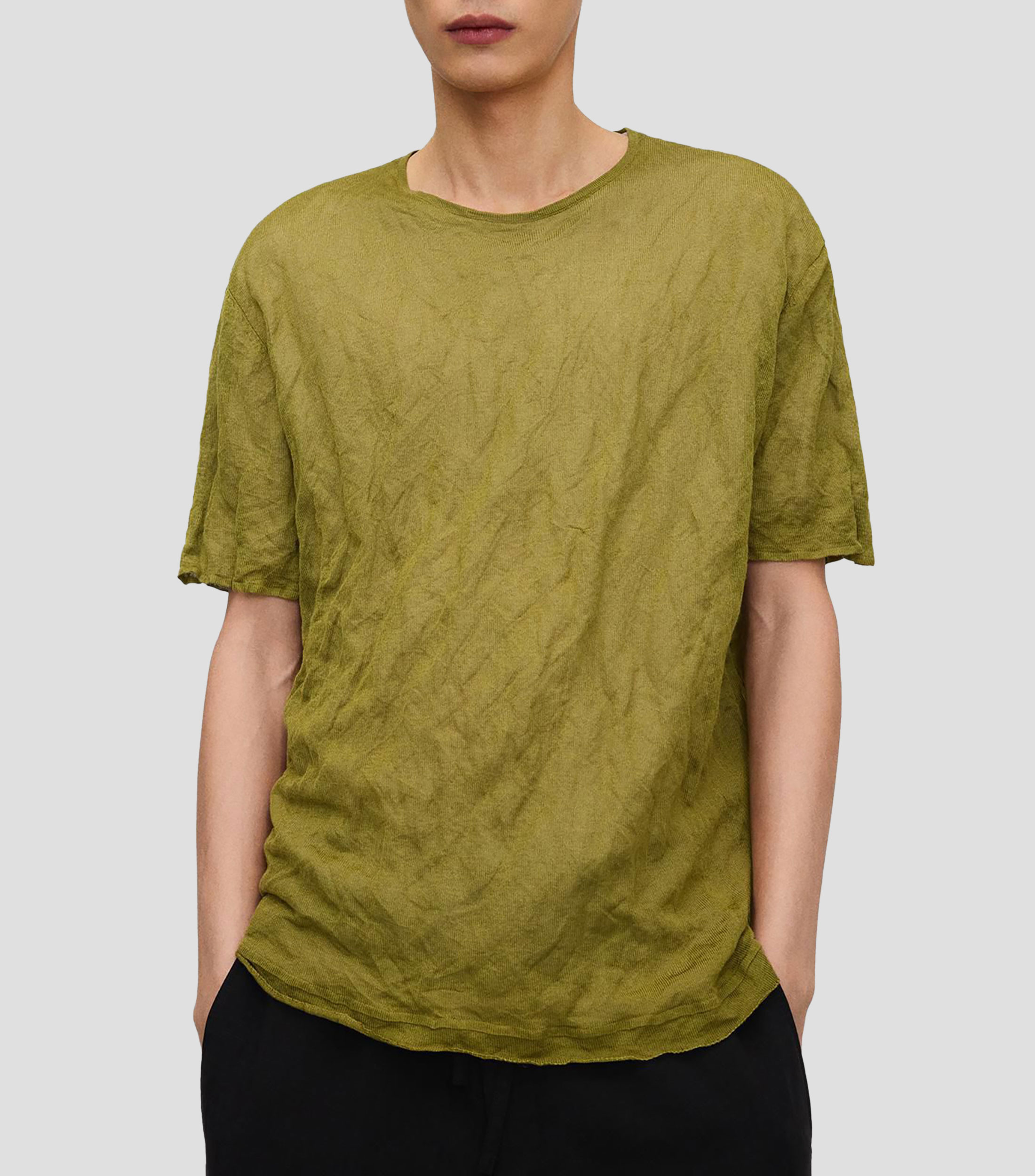 Playera de cuello redondo con manga corta lisa Hombre